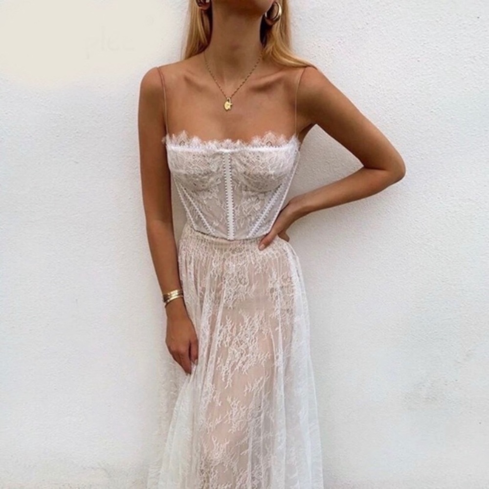 SOLD OUT Romantic Eyelash Lace Embroidered Sheer Maxi Dress - Picture 2 of 6